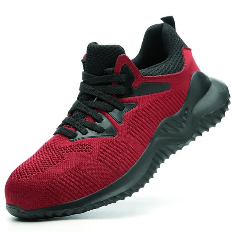 Style 2 Red Новинка; легкая защитная Рабочая обувь со стальным носком; Мужская Уличная обувь для безопасности; Модные Повседневные кроссовки из проветриваемой ткани; женская обувь - Цвет: Style 2 Red