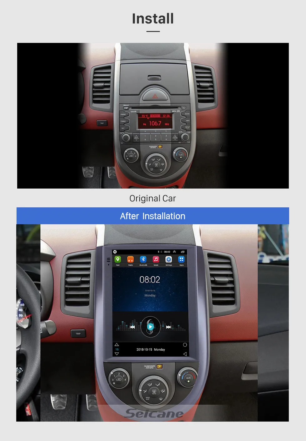 Seicane Android 9,1 автомобильный радиоприемник с навигацией GPS для Kia Soul 9,7 дюймов HD 768*1024 мультимедийный плеер Поддержка Carplay DVR OBDII