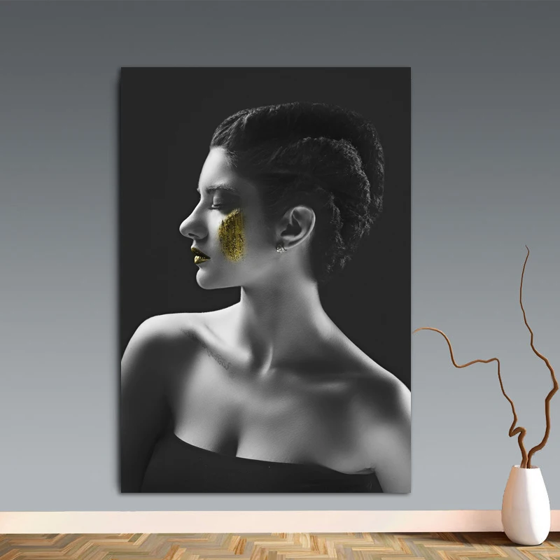 Картина на холсте для женщин черная модная с изображением персонажа настенный