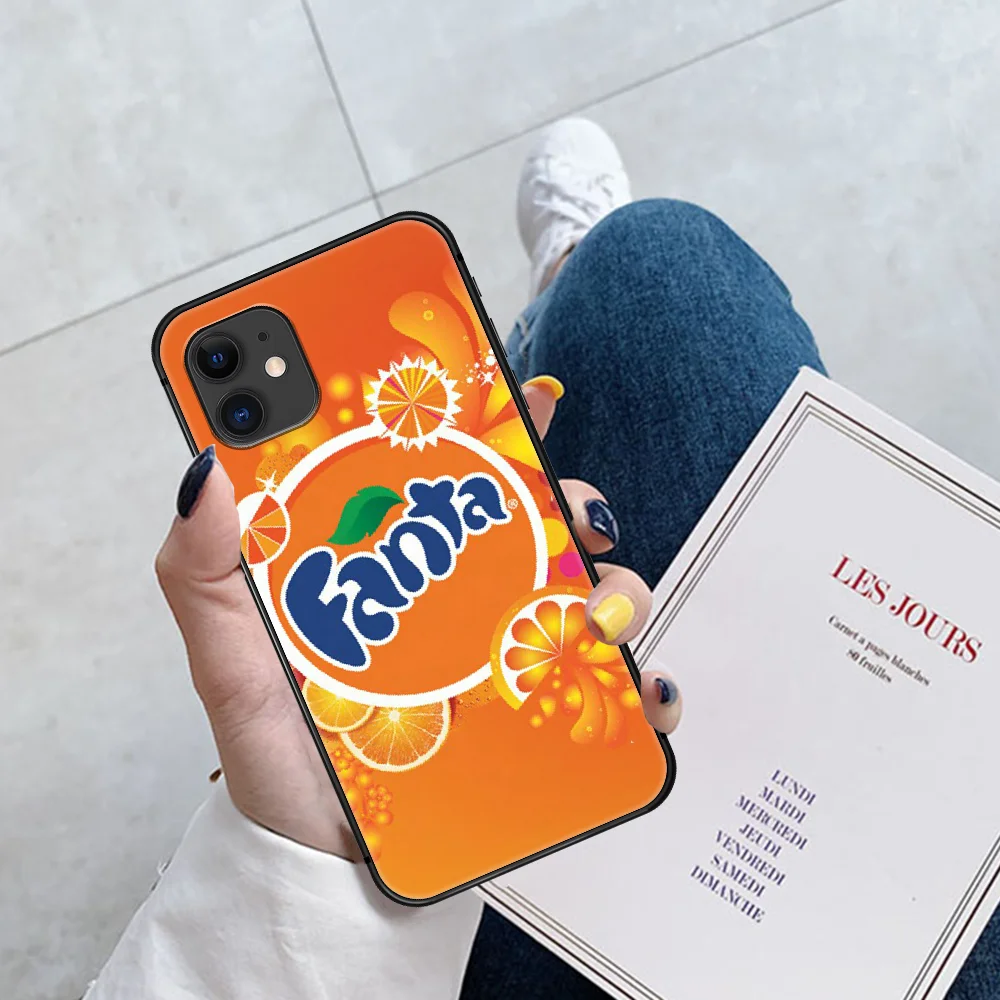 

Fanta Drink Orange Phone Case For Iphone 5 5S SE 2020 6 6S 7 8 Plus 11 12 Mini X XS XR Pro Max black Hoesjes 3D Prime Trend Cell