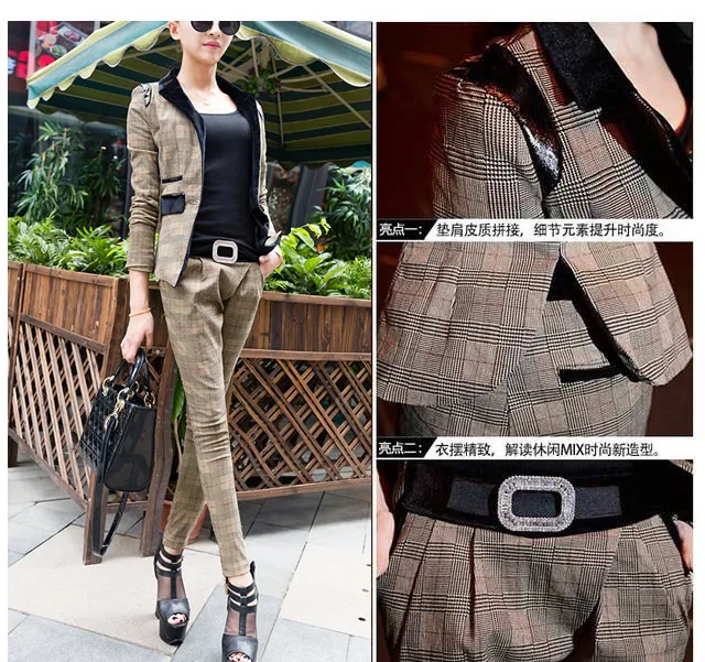 Осень/зима модные костюмы для женщин корейский стиль сетка два предмета/1