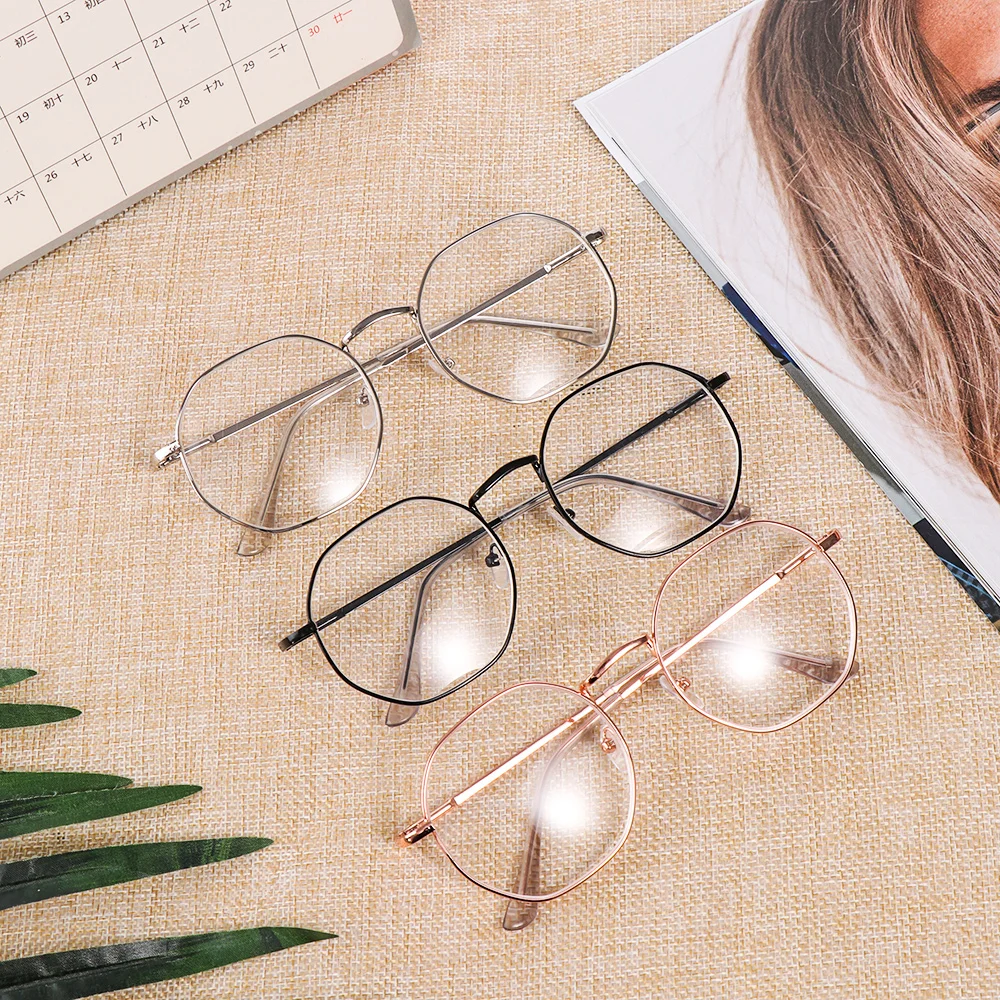 Модные металлические очки для близорукости унисекс ретро многоугольные