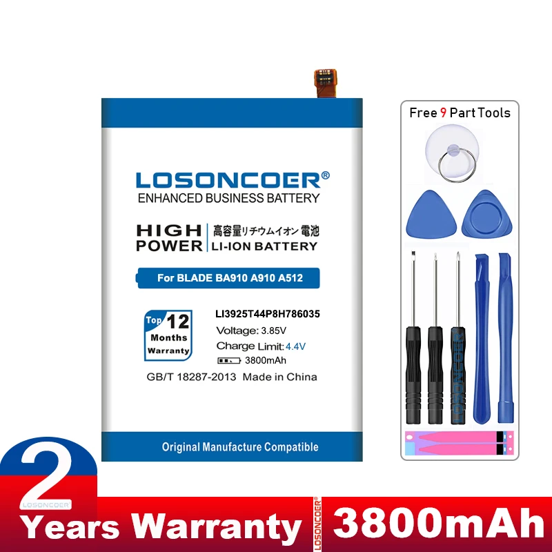 Аккумулятор LOSONCOER 3800 мАч LI3925T44P8H786035 для ZTE Blade V7 A512 BA910 Z10 A910 Xiaoxian 4 BV0701 аккумулятор