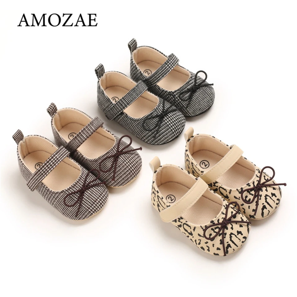 Zapatos de leopardo para ni&ntilde;as reci&eacute;n nacidas, zapatos de princesa antideslizantes de fondo suave, informales, nuevos-0