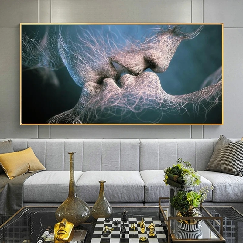 

Abstract Sexy Lover Kiss Canvas Art Posters And Prints Modern Kiss Canvas Paintings On the Wall Art Pictures For Living Room
