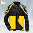 Мужская кожаная куртка, демисезонная, мотоциклетная, 2021, приталенная, в стиле пэчворк, повседневная, Мужская мотоциклетная куртка