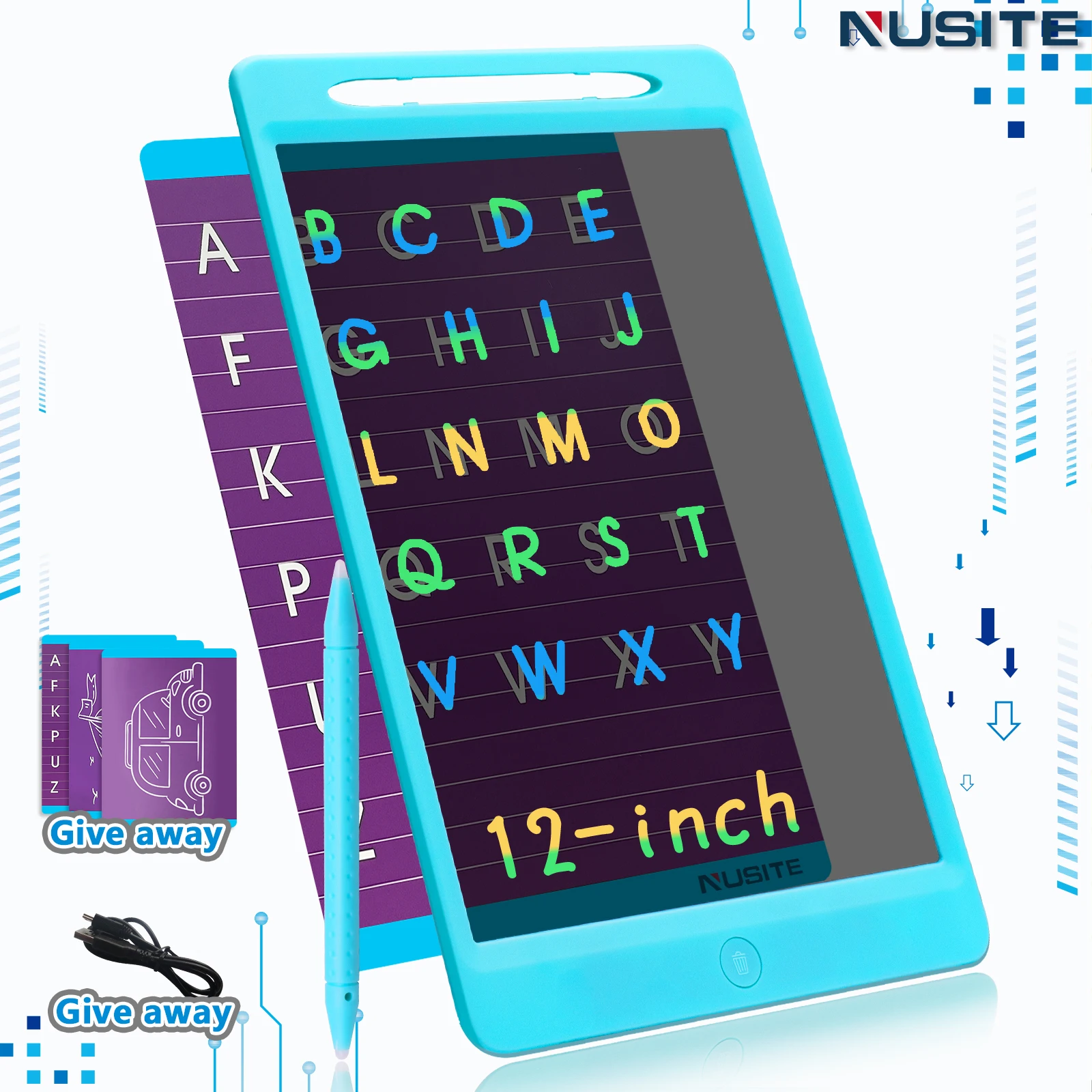 

9/12Inch Rechargeable Transparent USB LCD Writing Tablet Children Copy Graffiti Drawing Pad Home Job Office Record Message Board