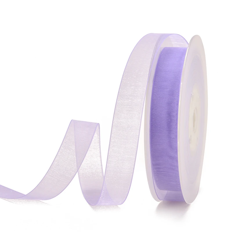 light orchid 430 Яма Прозрачная Шелковая лента из органзы 9 13 16 19 мм 200 ярдов черный белый красный синий фиолетовый подарок Свадебная Упаковка праздничные ленты - Цвет: light orchid 430