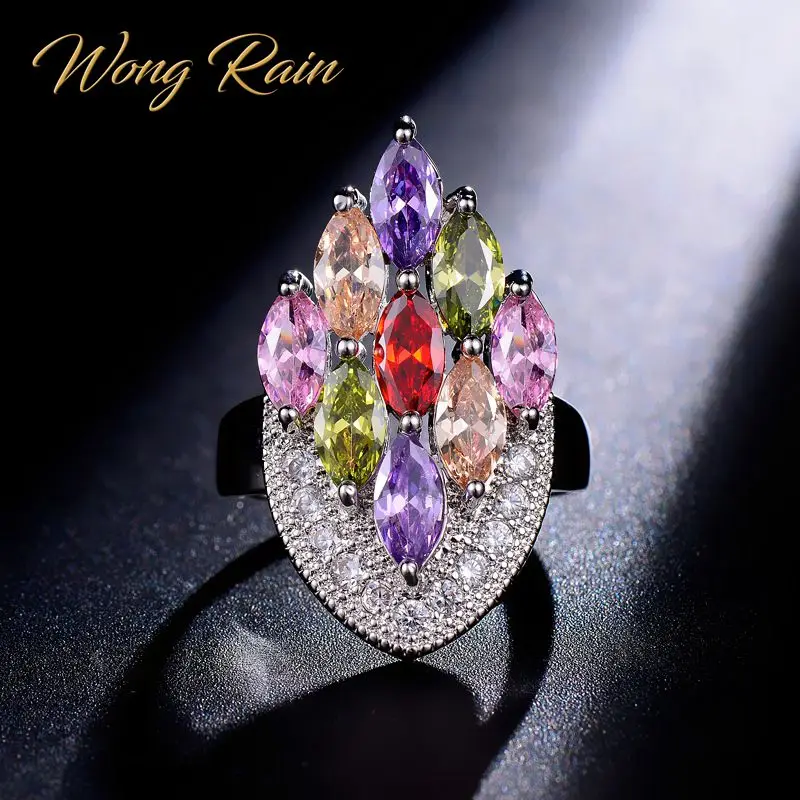 Обручальное кольцо Wong Rain 100% серебряные серьги с морганитом и Перидотом из