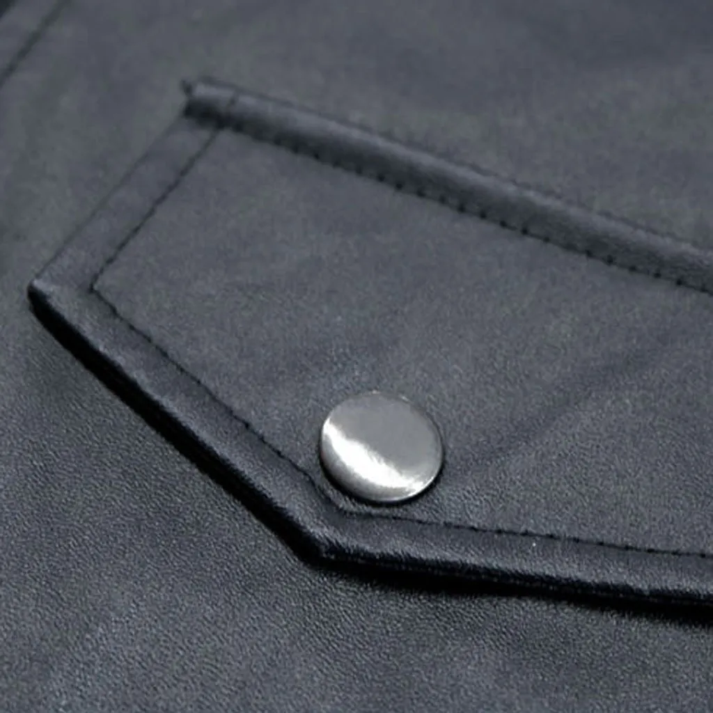 S-3XL Plus Size Men Vintage Faux Leather Jacket Biker Motorcycle Zipper Long Sleeve Punk Style Male Coat Top Outwears Red Black | Мужская