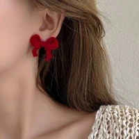 autumn and winter velvet bow earrings 2020 new temperament net red fashion earrings earrings female s925 pin