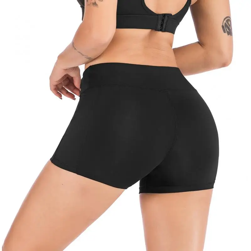 Женские спортивные шорты для йоги с высокой талией велосипедные карманами