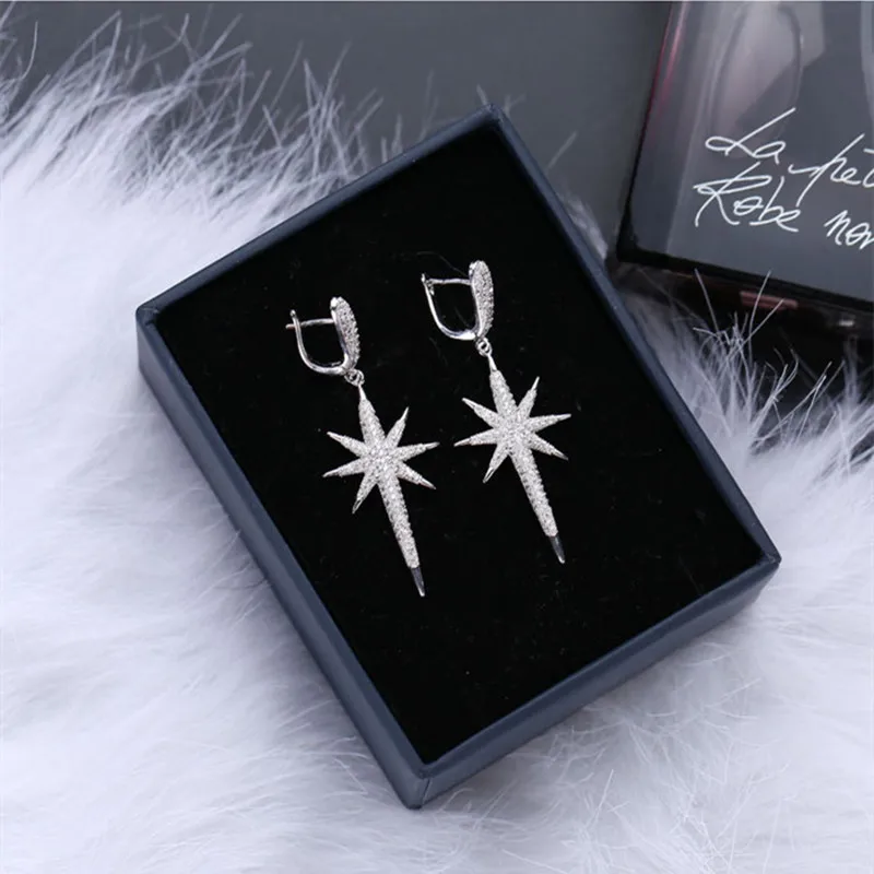 

Exaggerated Hexagon Long Tassel Earrings For Women Dazzling Full Zirconia Crystal Drop Earrings