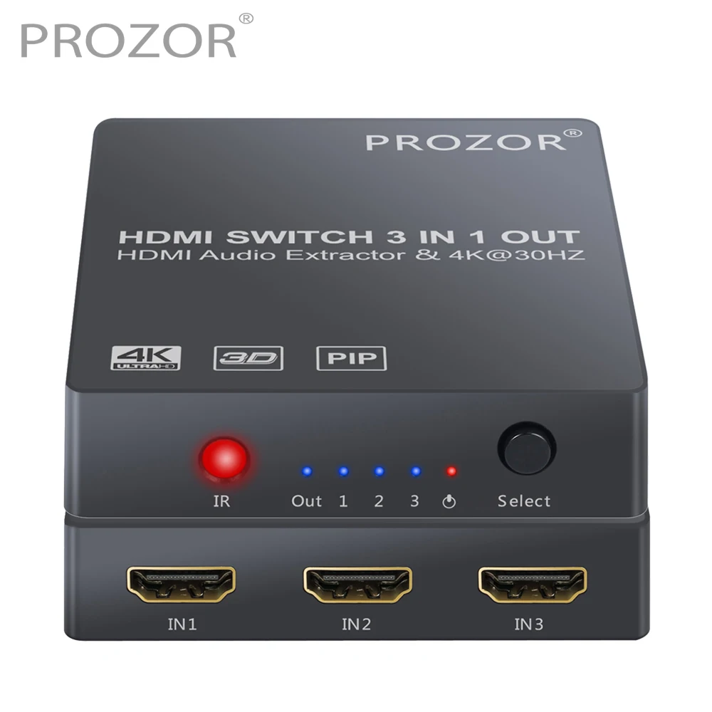 PROZOR 3x1 HDMI совместимый переключатель с аудио экстрактором конвертер аналоговый
