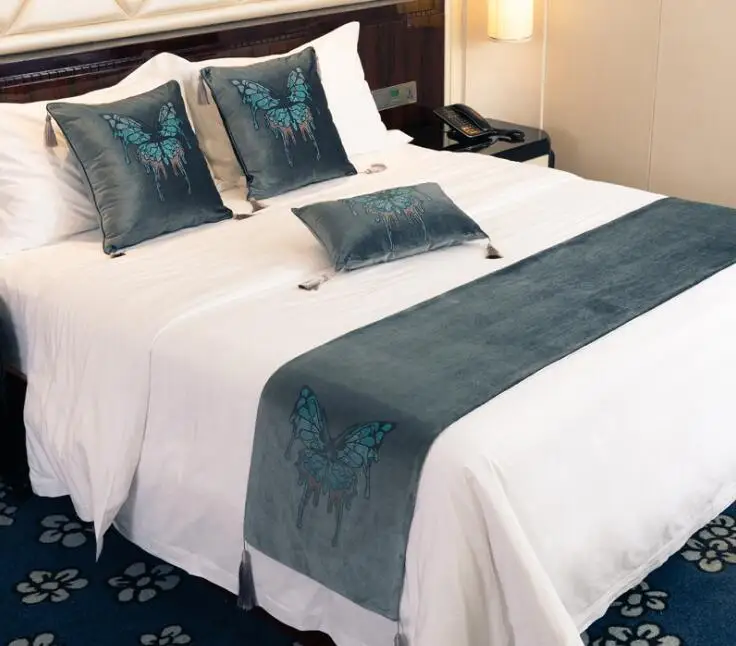 Бабочка дизайнерские покрывала 45 см ширина кровать бегун роскошное покрывало