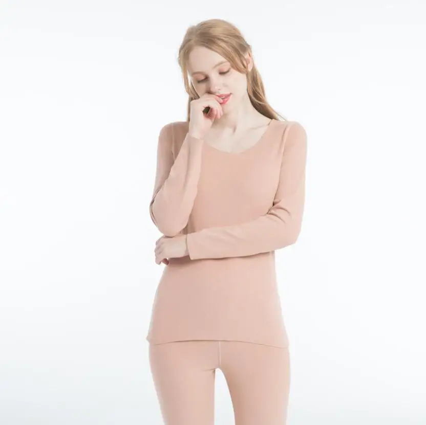 thermique femme Термобелье водолазка зимняя женская одежда костюм Fever шлифовальные кальсоны теплая рубашка с подогревом термобелье черный топ - Цвет: thermique femme