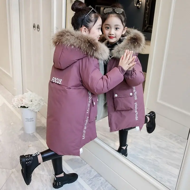 

Children Winter Down Cotton Jacket 2019 New Fashion Girl Clothing Kids Clothes Thick Parka Fur Hooded Snowsuit Outerwear Coat