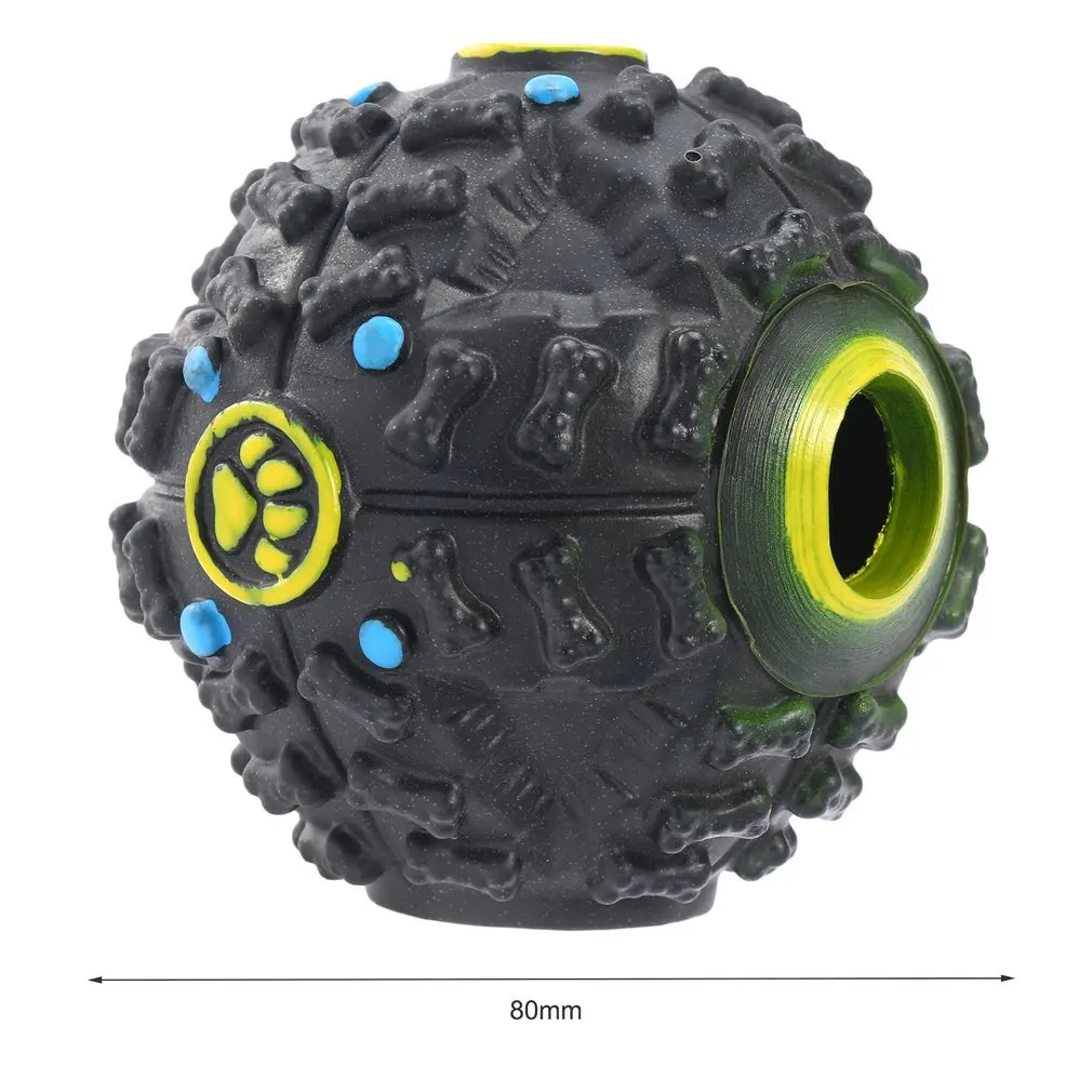 

1Pc 7cm Black Silicone Pet Dog Cat Food Dispenser Toy Ball Squeaky Giggle Quack Sound Training Toy Chew Ball Drop Shipping