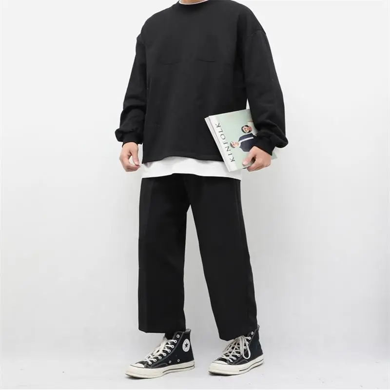 Брюки мужские демисезонные с широкими штанинами Модные свободные прямые штаны