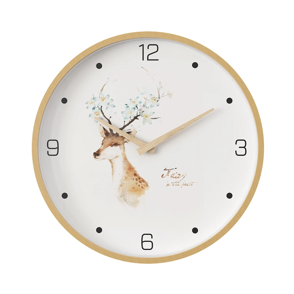 

Round Living Room Wall Clock Wood Silent Free Punch Wall Watch Nordic Style Needle Orologi Parete Wall Watches Home Decor EF50WC