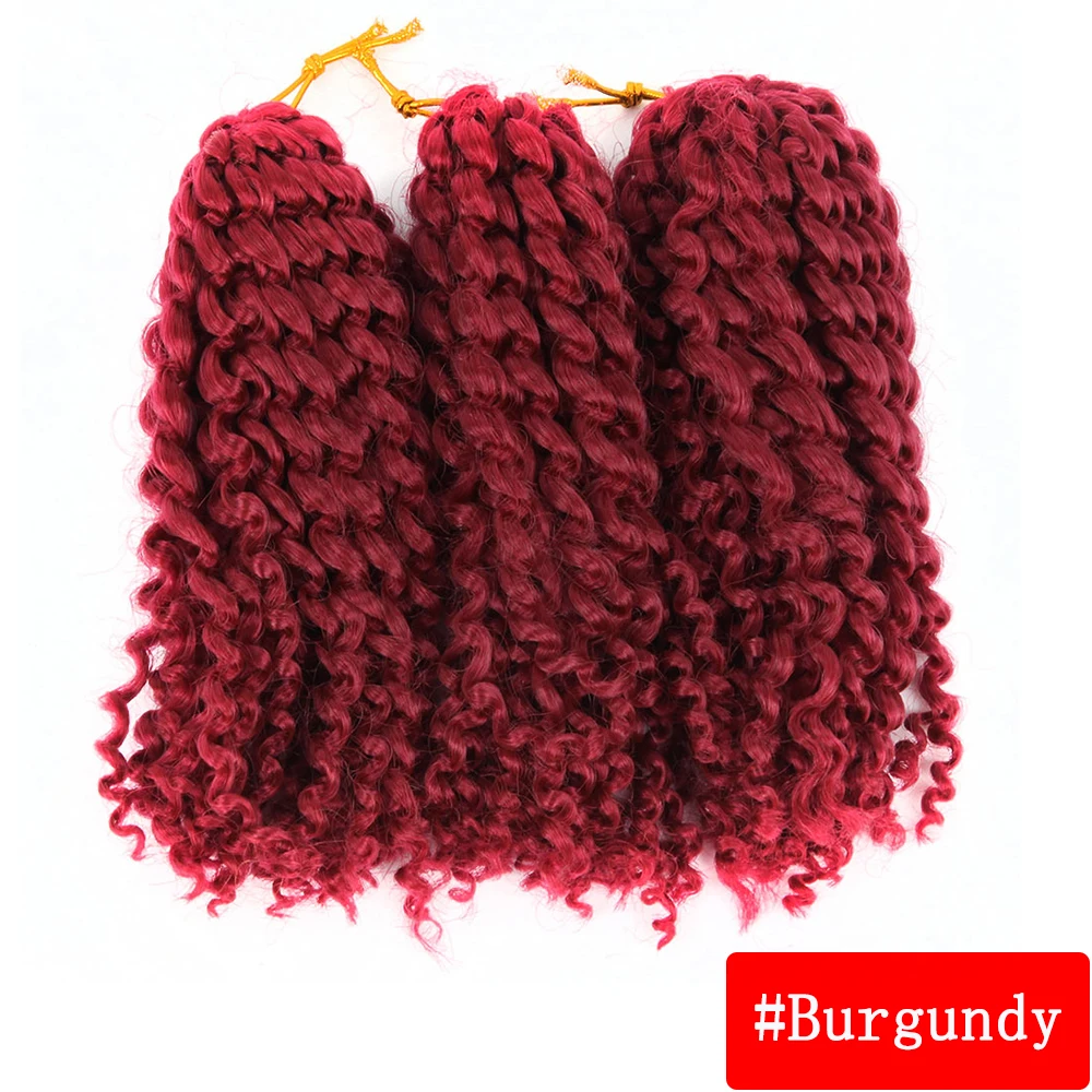 Burgundy 8 дюймов с поддержкой 3 шт./упак. 60 пряди Marley косы афро кудрявые, на крючках, косички, синтетика, плетение, накладные волосы на заколке для Для женщин - Цвет: Burgundy