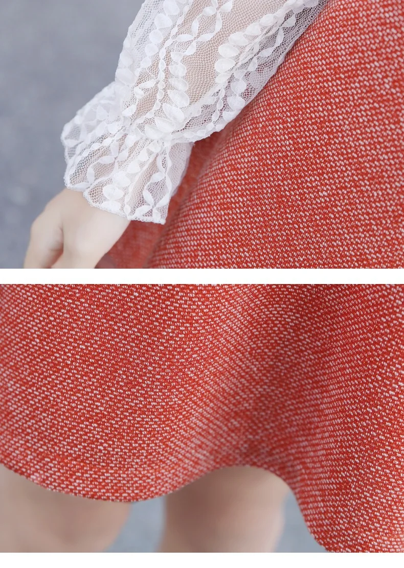 WLG/платье для мамы и дочки Семейные комплекты сезон весна осень оранжевое черное