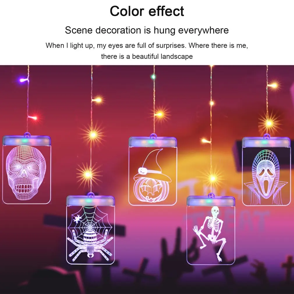

Hanging Lights Drunkard Skeleton Halloween Decor Creative LED Curtain Lights Halloween Lights For Bedroom Window Wall Patio Soft