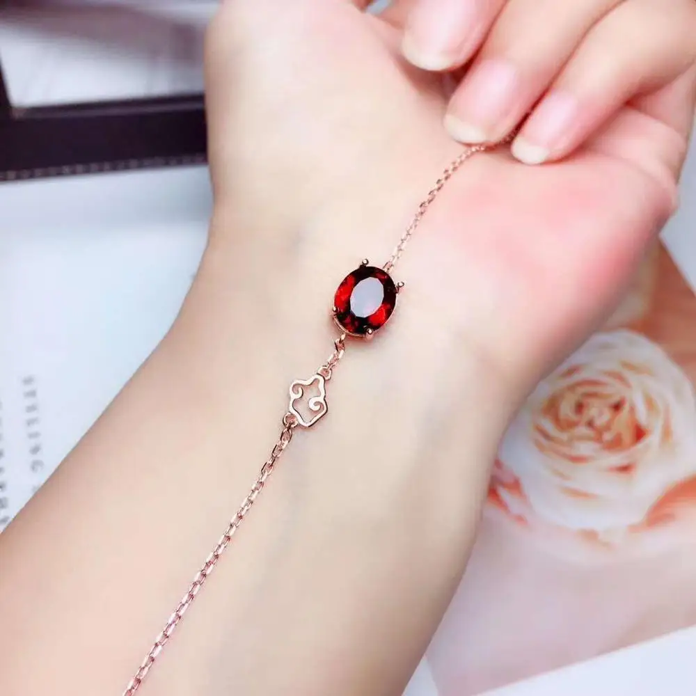 Чистый натуральный и гранатовый браслет-цепочка Бесплатная доставка гранат 925