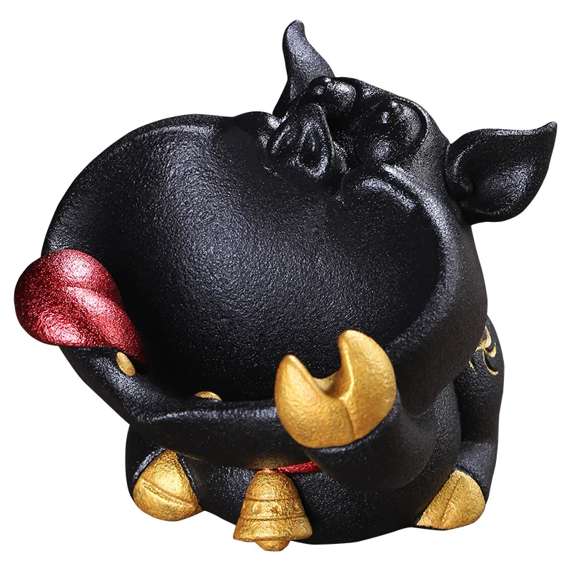 Забавный черный большой рот Свинья керамическая Персонализированная пепельница