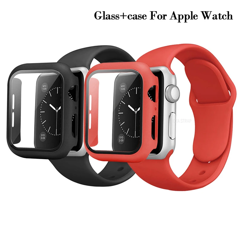 

Glass+case For Apple Watch serie 6 5 4 3 SE 44mm 40mm iWatch Case 42mm 38mm bumper Screen Protector+cover apple watch Accessorie