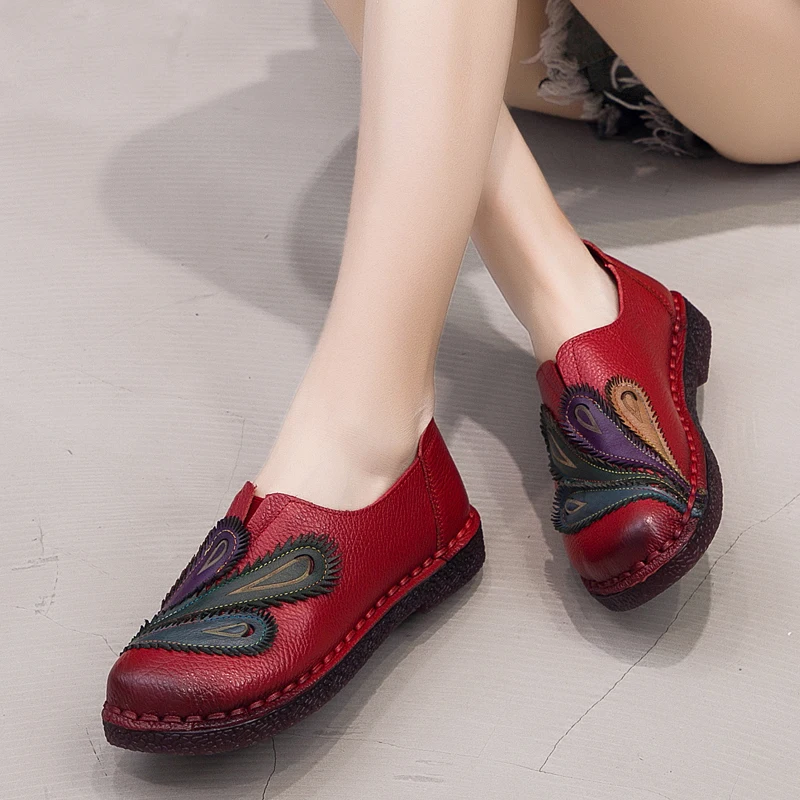GKTINOO/Модная женская обувь из натуральной кожи на плоской подошве в народном стиле