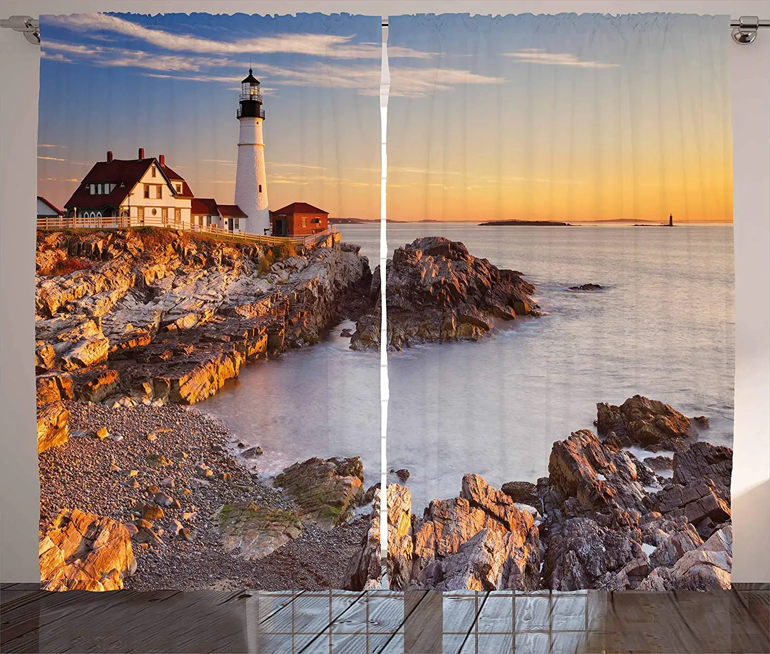 Соединенные Штаты занавески Кейп Elizabeth Maine River портландский маяк Sunrise USA Coast Scenery