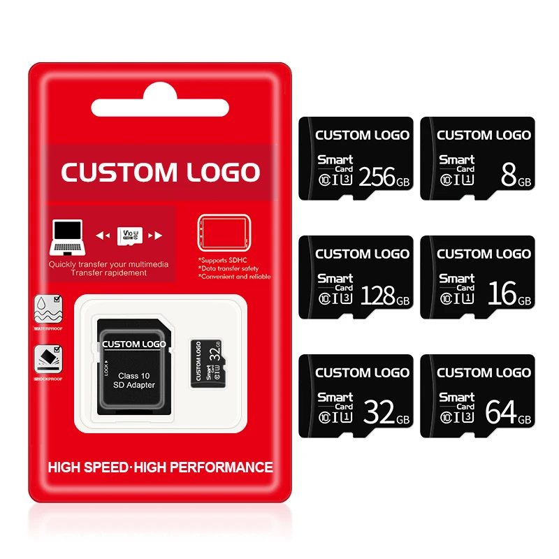 

50PCS Original capacity micro sd tf card 32gb 16gb memory card 64gb 128gb micro sd card 256gb cartao de memoria free Custom LOGO