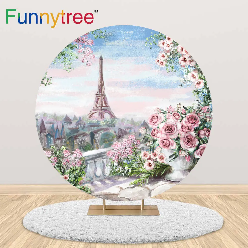 Чехол Funnytree с изображением Парижской башни розового неба круга круглых фонов