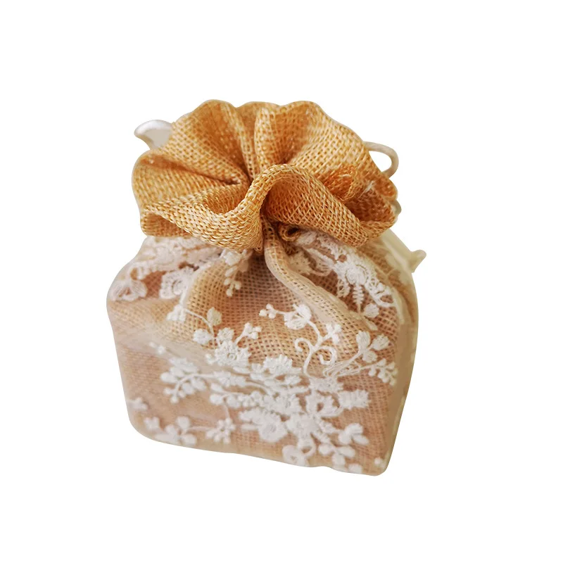 

10Pc/bag Pearl yarn bag double-layer embroidery creative beam candy bag can be customized double drawstring13.5*14.5cm