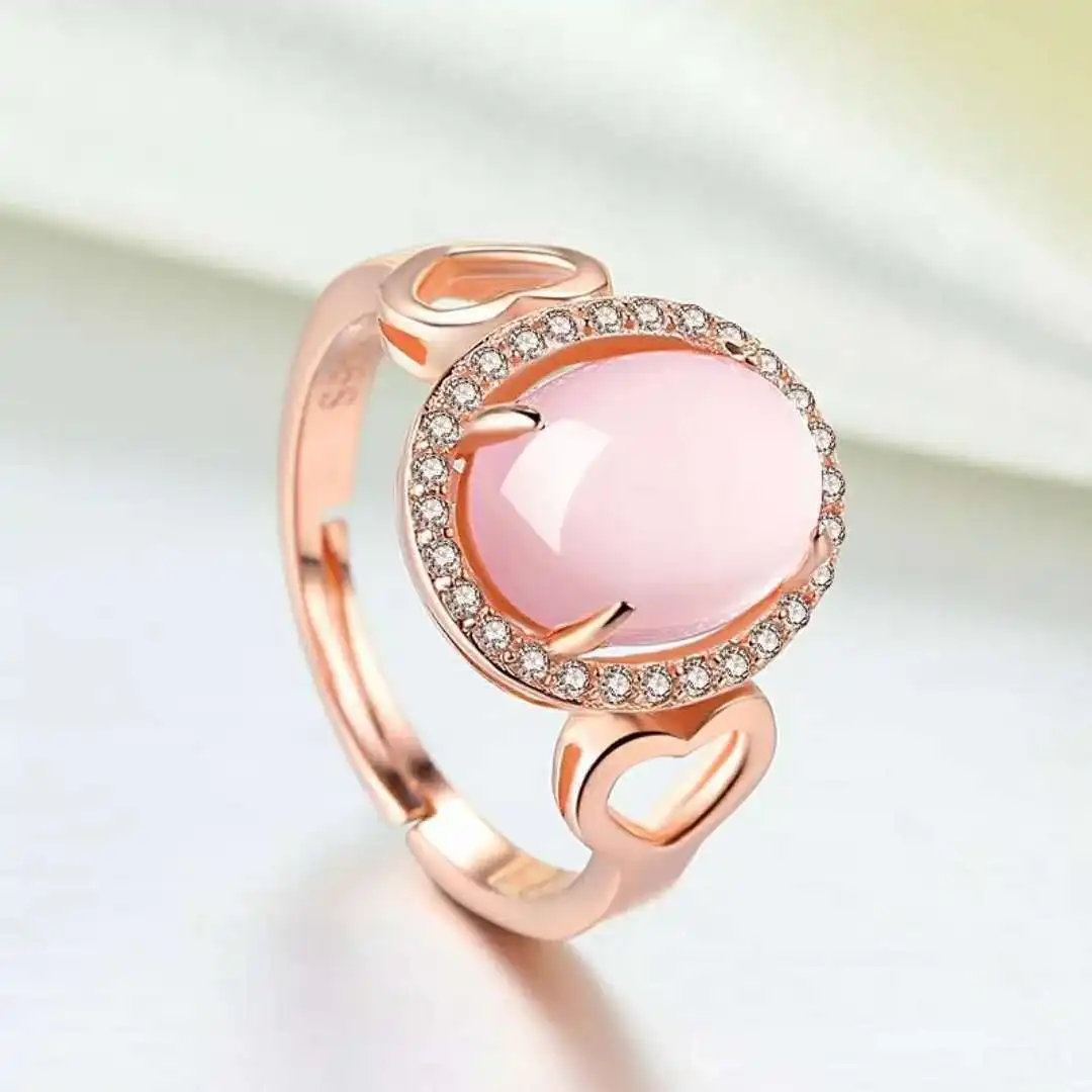 Кольцо круглое из серебра 925 пробы с нефритом и кристаллами|Кольца| |