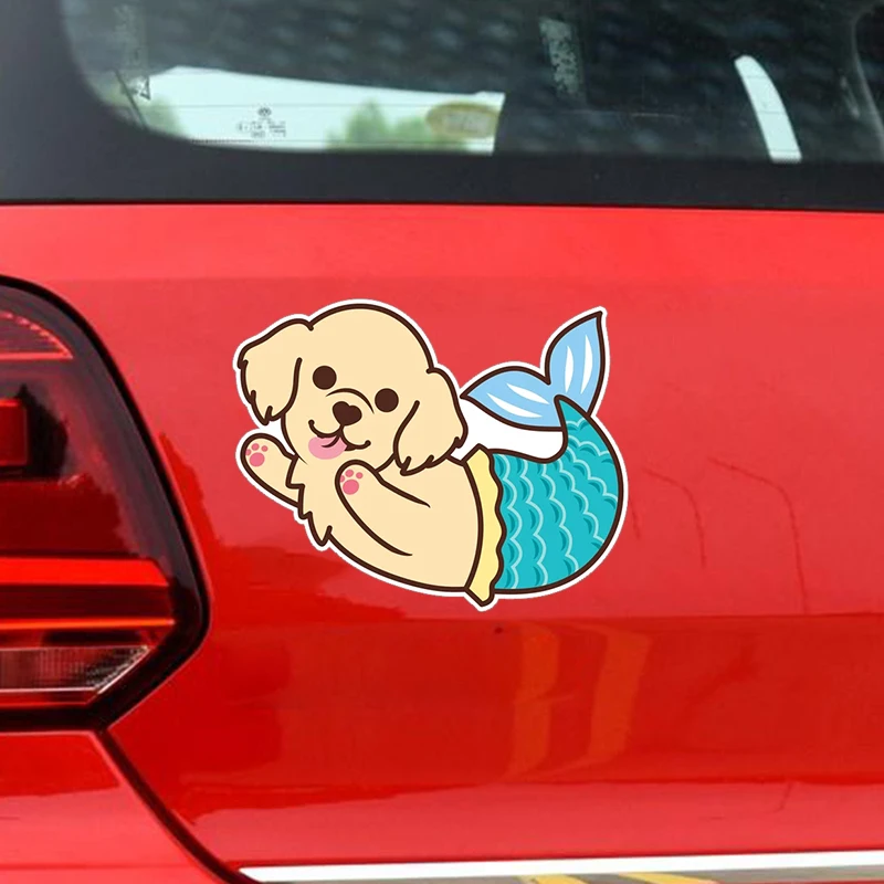 

B0143 Self-adhesive Decal Golden Retriever Mermaid Pet Dog Funny Car Sticker Waterproof Auto Decors on Bumper Rear Window