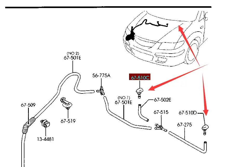 Распылитель омывателя для кузова автомобиля, насадка CB08-67-510 для Mazda 323 family protege Mazda premacy CP Mazda 323 BG и Haima 3