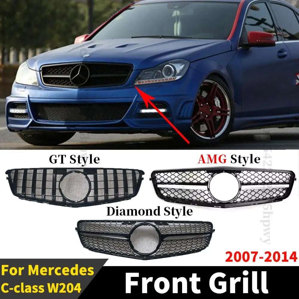 

Передняя решетка для Mercedes C Class W204 2011 2012 2013 2014 2007 2008 2009 GT AMG Diamond