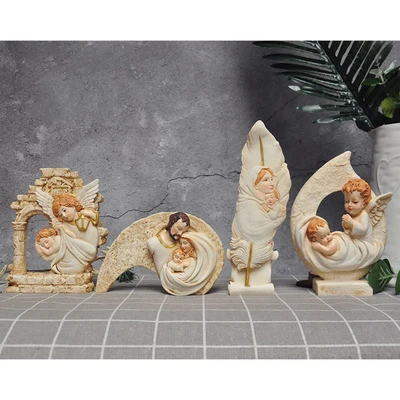 

PRZY Mold Silicone Fondant Molds 4 Styles 3D Catholic Virgin Mary Jesus Angel Resin Gypsum Chocolate Candle Candy Mold Moulds