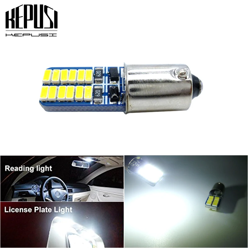 

T11 Ba9s T4W 3014 24smd Canbus LED Interior Reading License Plate Bulb Tail Lamps Gauge White Bright light DC 12V Car Marker Led