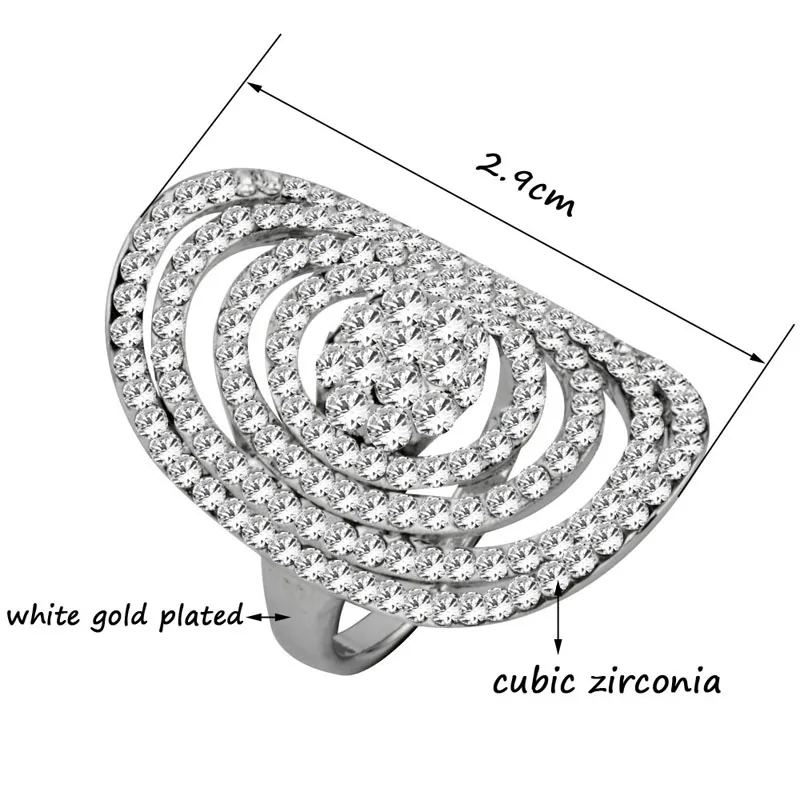 SINLEERY роскошные большие кольца овальной формы с мульти кубическим цирконием для