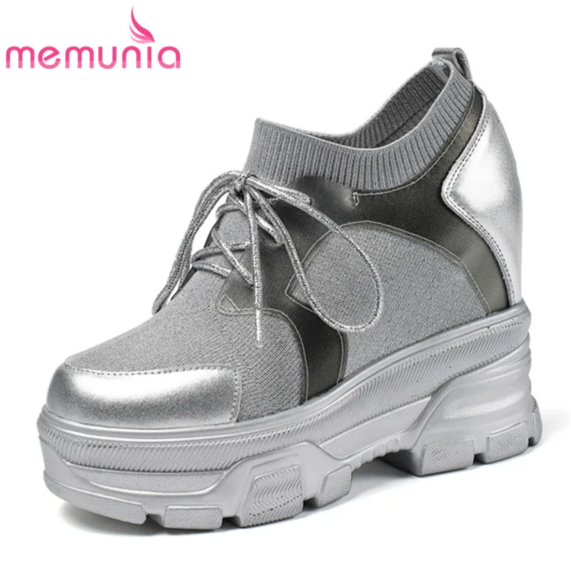 

MEMUNIA/женские туфли-лодочки наивысшего качества; Сезон весна-осень; Туфли на платформе с круглым носком; Модная повседневная обувь на шнуровк...