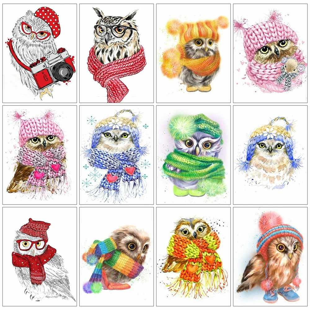 

EverShine Diamond Embroidery Owl Picture Diamond Painting Animal Rhinestones Mosaic Bird Full Square Decor For Home