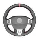 Красный маркер из черной искусственной кожи Искусственная кожа Чехол рулевого колеса автомобиля для Renault Megane III 3 (купе GT) RS 2010 2011 2012 2013 2014-2016