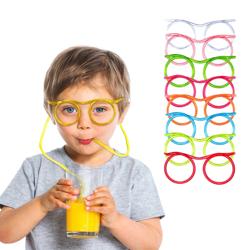 

Funny Soft Straw Glasses Plastic Drinking Straws Unique Flexible Drinking Tube Kids Birthday Party Supplies Accessories