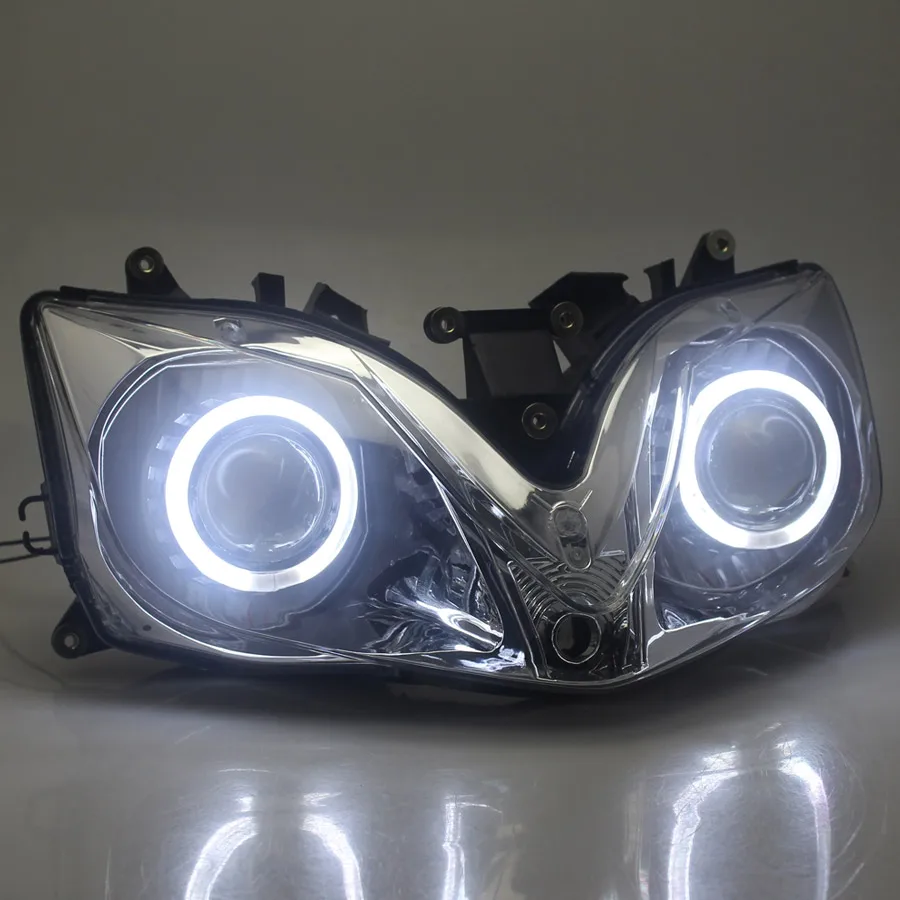 

Motorcycle HID Projector Headlight Assembly Head Lamp For Honda CBR 600 CBR600 F4i 01-07 w/ White Angel Eyes LED DRL Headlamp