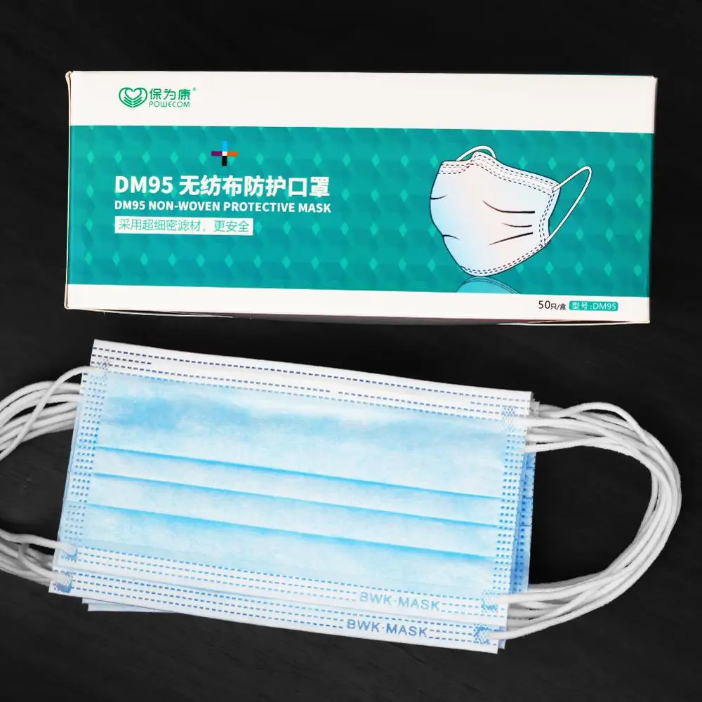 

POWECOM Mask Disposable Face Mask 3 Layer Ply Filter Protection Mask Meltblown Cloth Breathable Earloops Masks Safety Mask