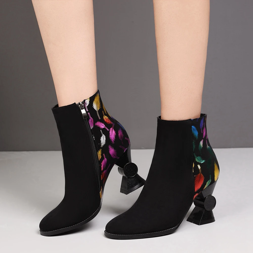 

DORATASIA New Ladies Autumn Fashion Dress Boots Elegant Print Boots Women Hot Sale High Strange Heels Ankle Shoes Woman