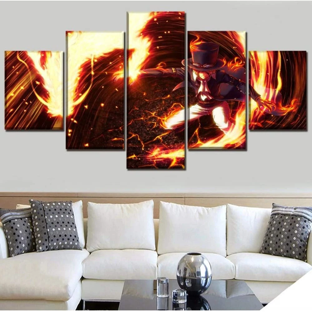 

5 Piece Wall Art Canvas Anime Manga Pirate King Figure Prints And Posters Home Modern Living Room The Wall Decoration Paintings